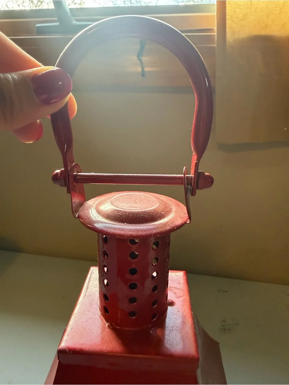 Red Decorative Metal Lantern - Home Accents
